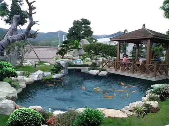 电白庭院鱼池假山设计